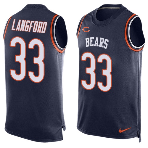 Men's Limited Jeremy Langford Nike Jersey Navy Blue - #33 Player Name & Number Tank Top NFL Chicago Bears